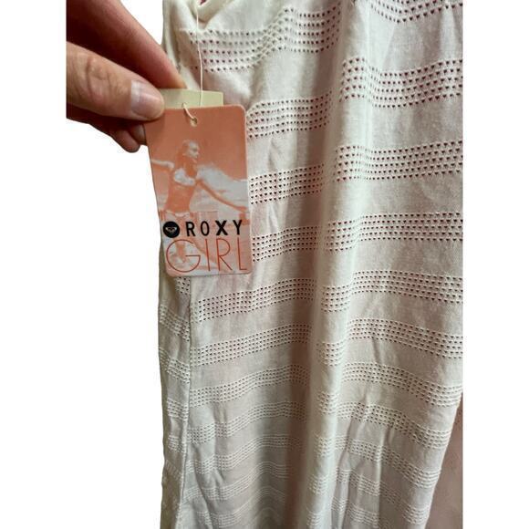 NWT ROXY Big Girls' Tea Time Dress White Crochet Top Dress & Coral‎ Tank Under - Picture 10 of 13